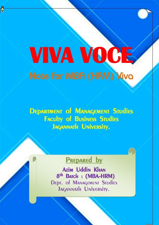 Viva Note For Mba Exam Major In Human Resource Management Hrm