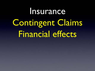Insurance
Contingent Claims
Financial effects
 