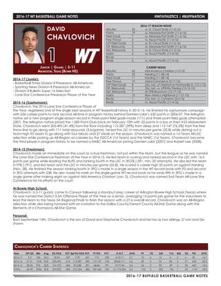 WT Men's Basketball Game Notes (11-8-16)