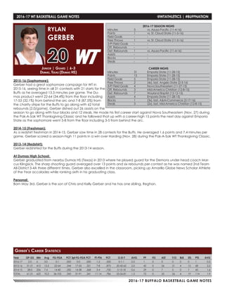 WT Men's Basketball Game Notes (11-8-16)