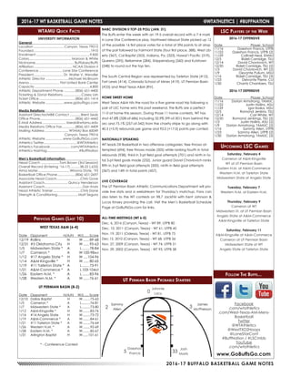 WT Men's Basketball Game Notes (2-3-17)