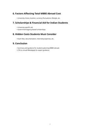 Cost of Studying MBBS Abroad in 2026 for Indian Students | PDF