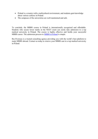 MBBS in Poland: 2026-2027: A Guide to Indian Medical Aspirants! | PDF