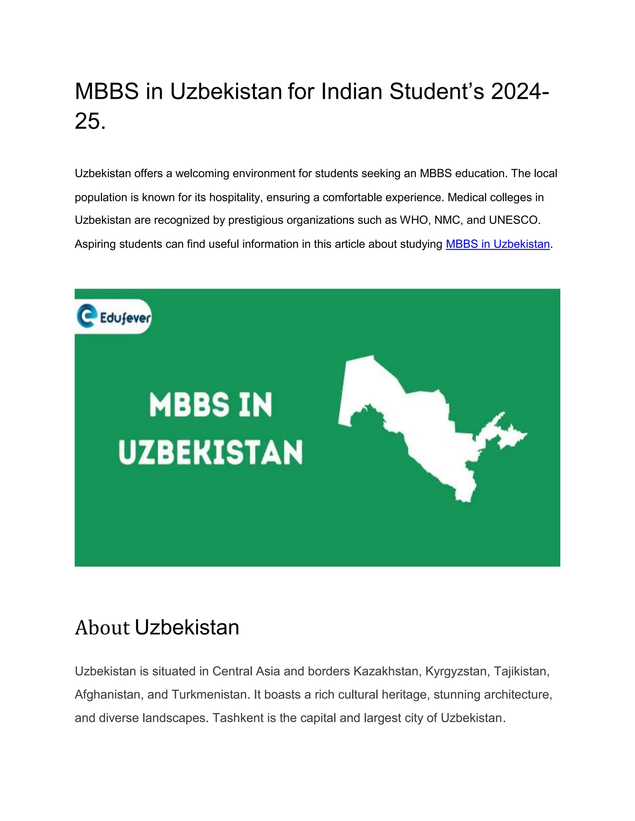 MBBS in Uzbekistan for Indian Student’s 202425. PDF