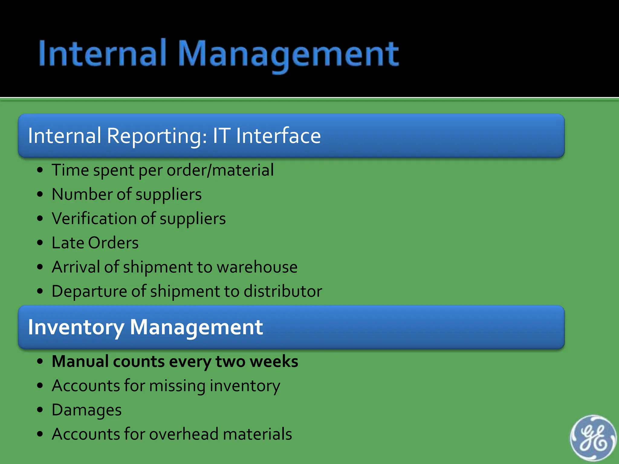 Internal Management