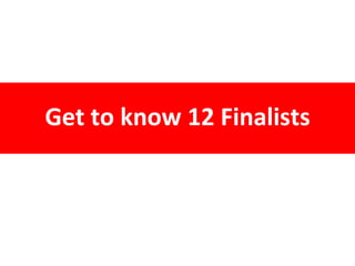 Get to know 12 Finalists
 