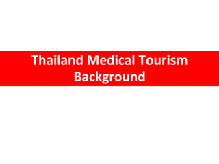 Thailand Medical Tourism
Background
 