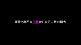 経験と専門家不足から来る工数の増大
 
