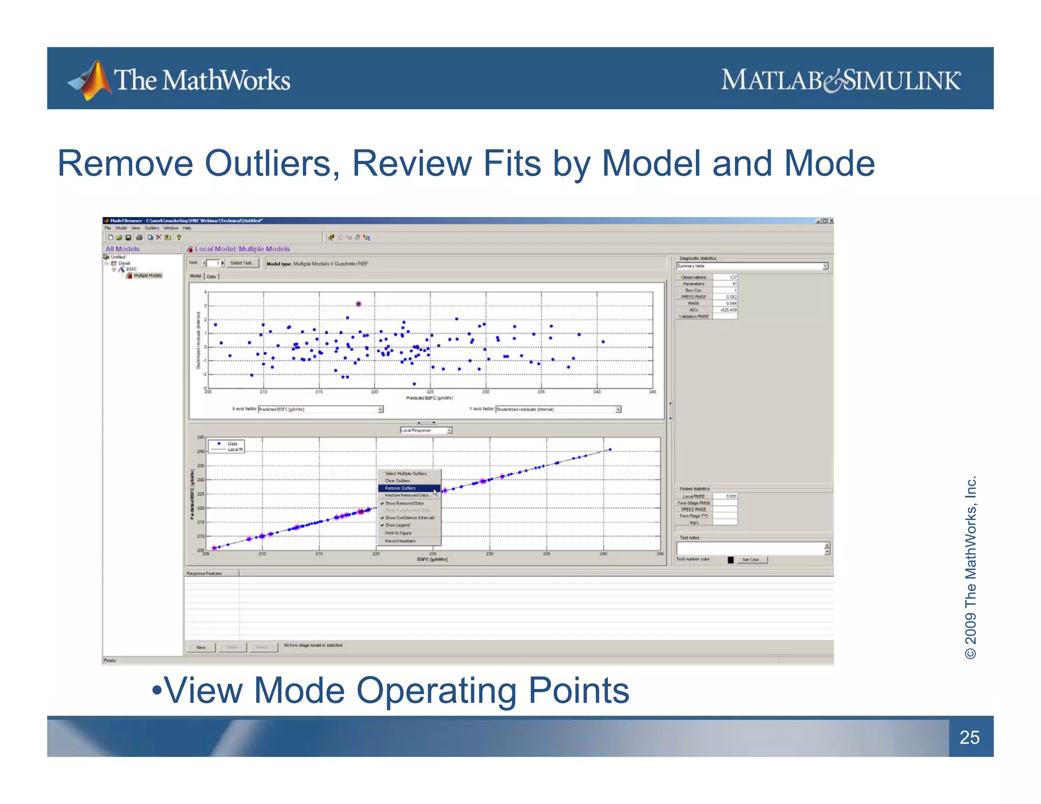 Remove Outliers, Review Fits by Model and Mode




                                                               hWorks, Inc.
                                                 © 2009 The Math
     •View Mode Operating Points
                                                 25
 