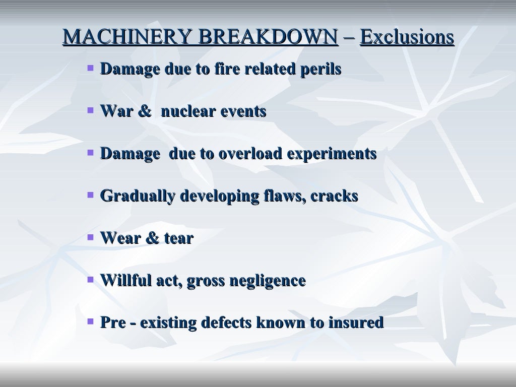 Machinery Breakdown Insurance