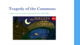 Tragedy of the Commons
• https://www.youtube.com/watch?v=CxC161GvMPc
 