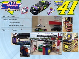 Location:
Date:
POS: Product:
07/12/09 am
Woodmans
2100 Randall Rd
Carpentersville, Il 60110
Y Y
 