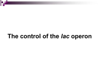 The control of the lac operon
 