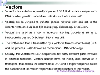 Vector In Genetic Engineering MBGE- Introduction to genetic engineering.pdf