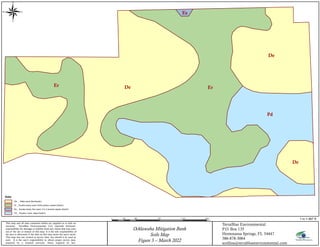 De Er
Pd
De
Er
De
Es
TerraBlue Environmental
P.O. Box 135
Homosassa Springs, FL 34447
386-878-3064
scollins@terrablueenvironmental.com
This map and all data contained within are supplied as is with no
warranty. TerraBlue Environmental, LLC expressly disclaims
responsibility for damages or liability from any claims that may arise
out of the use or misuse of this map. It is the sole responsibility of
the user to determine if the data on this map meets the user's needs.
This map was not created as survey data, nor should it be used as
such. It is the user's responsibility to obtain proper survey data,
prepared by a licensed surveyor, where required by law.
Ocklawaha Mitigation Bank
Soils Map
Figure 3 -- March 2022
0 380 760 1,140 1,520
190
Feet
®
1 in = 467 ft
Soils
De _ Delks sand (NonHydric)
Er _ Eureka loamy sand, thick-surface variant (Hydric)
Es _ Eureka loamy fine sand, 0 to 2 percent slopes (Hydric)
Pd _ Pamlico muck, deep (Hydric)
 