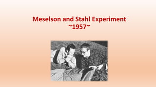Meselson and Stahl Experiment
~1957~
 