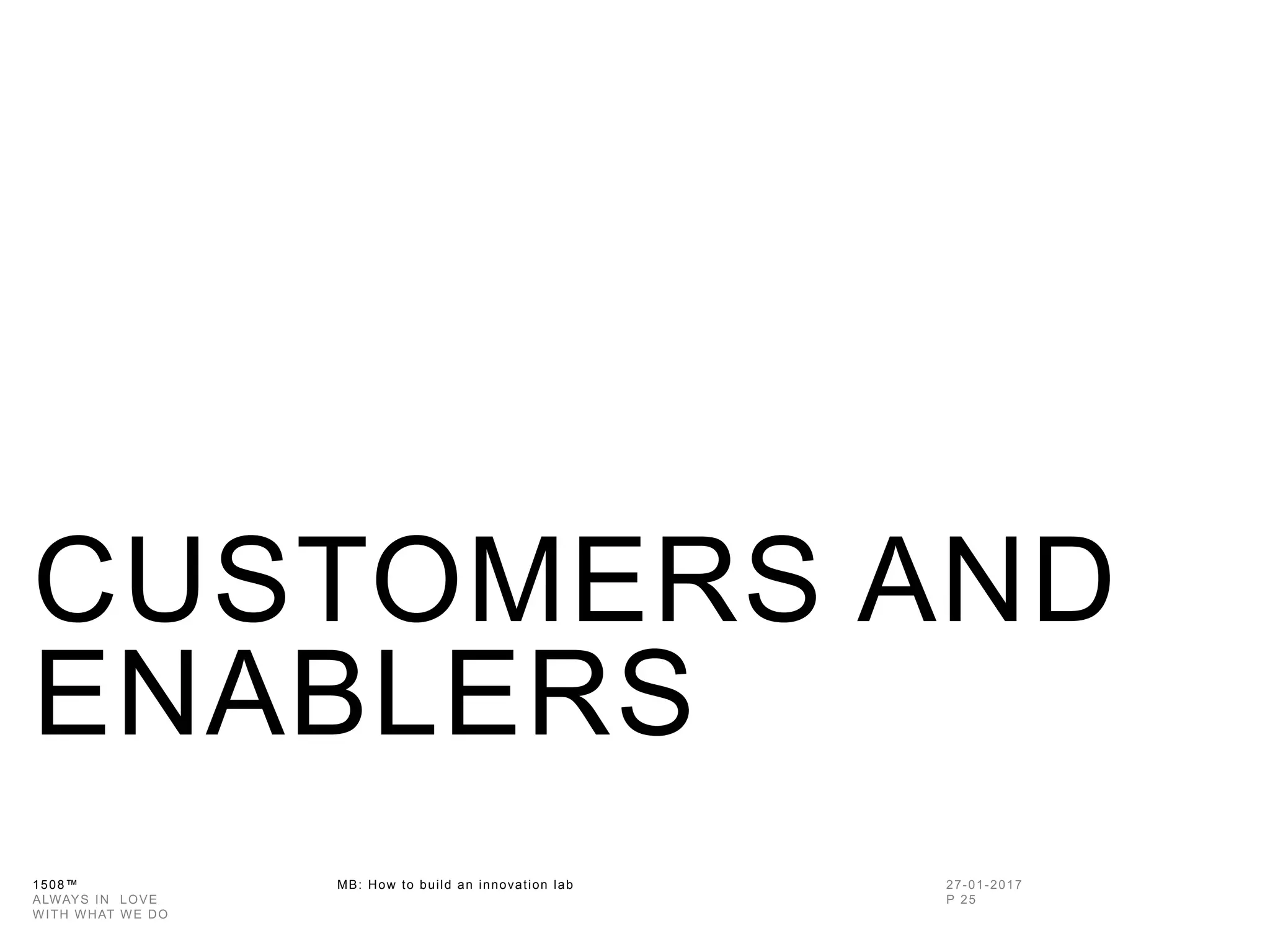 1508™ MB: How to build an innovation
lab
CUSTOMERS AND
ENABLERS
 