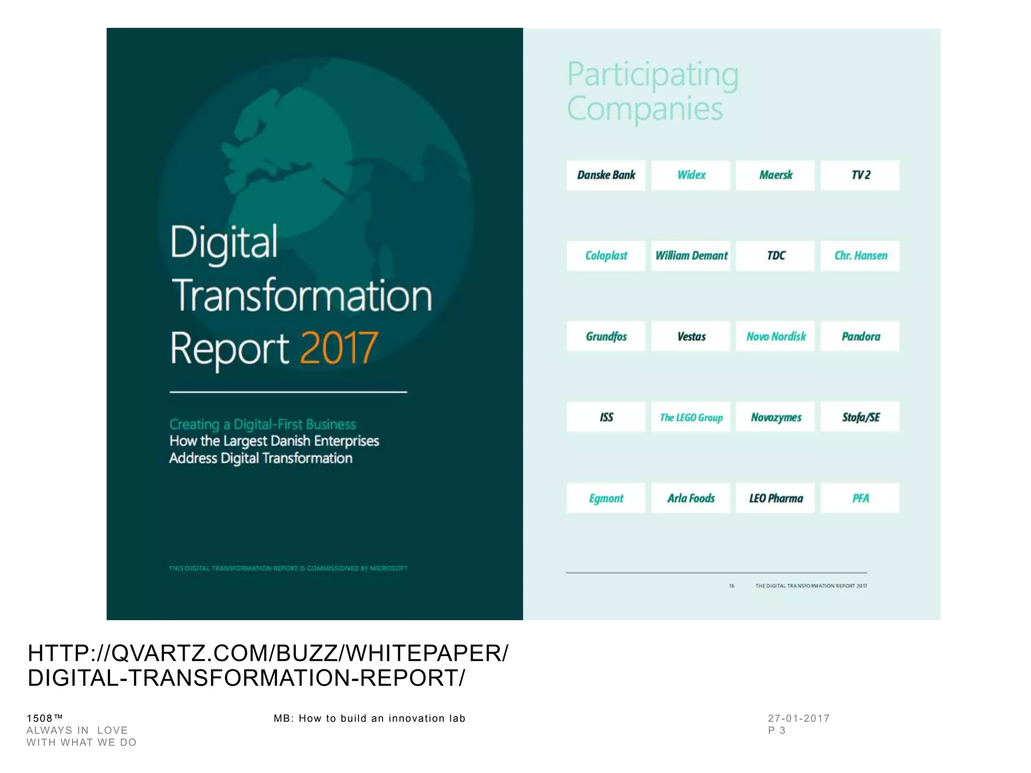1508™ MB: How to build an innovation
lab
HTTP://QVARTZ.COM/BUZZ/WHITEPAPER
/DIGITAL-TRANSFORMATION-REPORT/
 
