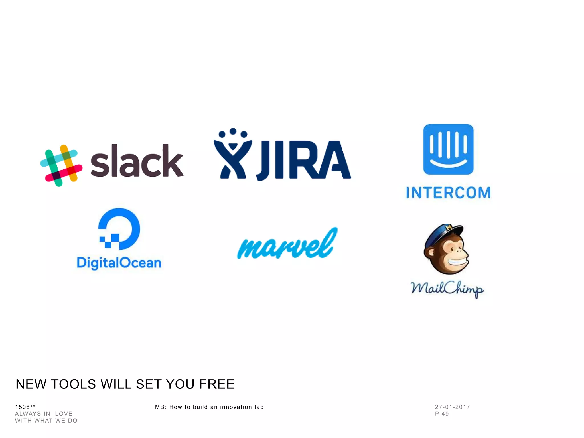 1508™ MB: How to build an innovation
lab
NEW TOOLS WILL SET YOU FREE
 