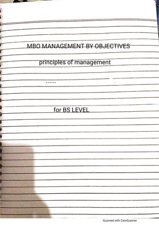 Mbo . management by objectives