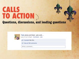 CALLS
TO ACTION
Questions, discussions, and leading questions
 