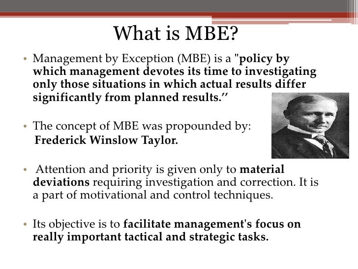 mbo and mbe management by exception