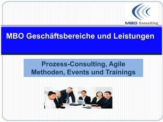 MBO Geschäftsbereiche und Leistungen
Prozess-Consulting, Agile
Methoden, Events und Trainings
 