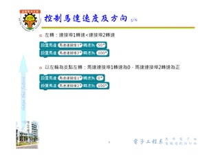shapethefuture
 使用1KHz PWM (pulse width modulation) 調整DC馬達速度，但
無法精準控制轉速
直流馬達速度控制原理
8 Wu, ShyiShiou Dept. of E.E.
最高速
靜止
低速
 