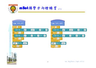 shapethefuture
mBot轉彎方向燈練習 4/4
23 Wu, ShyiShiou Dept. of E.E.
 