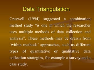 Triangular Data Collection Research Method in Environmental Science | PPT