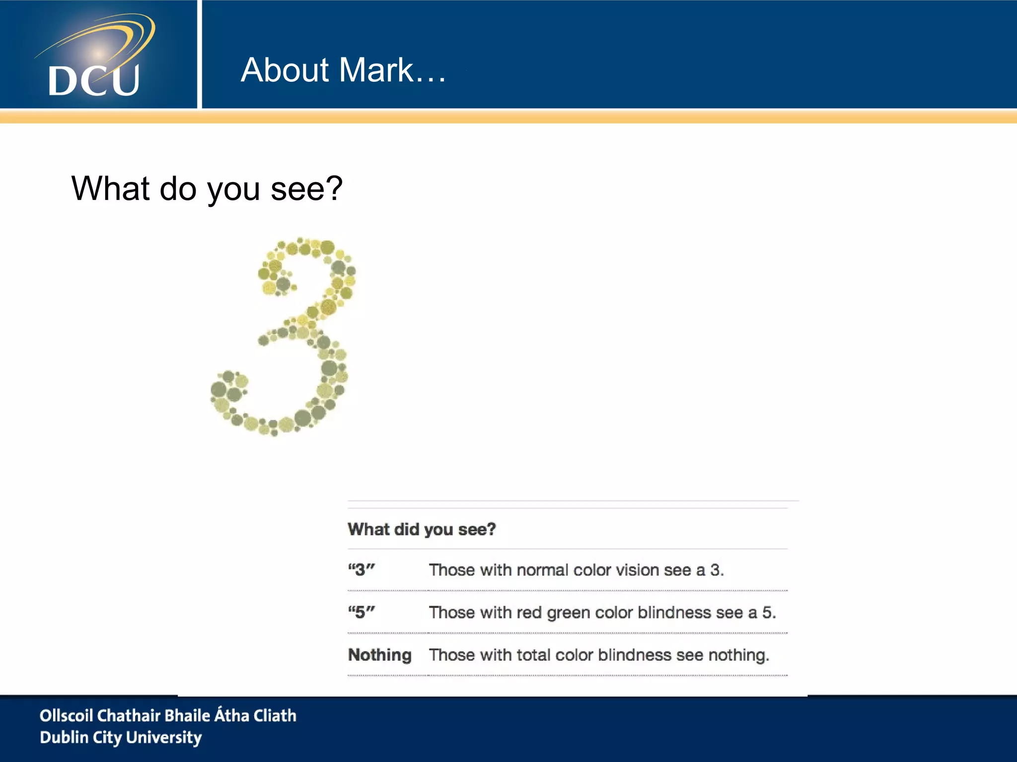 About Mark…
What do you see?

 