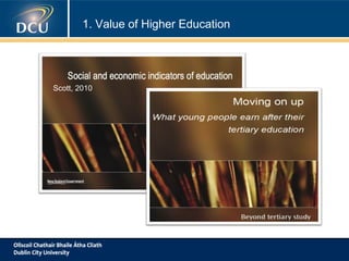 1. Value of Higher Education

Scott, 2010

 