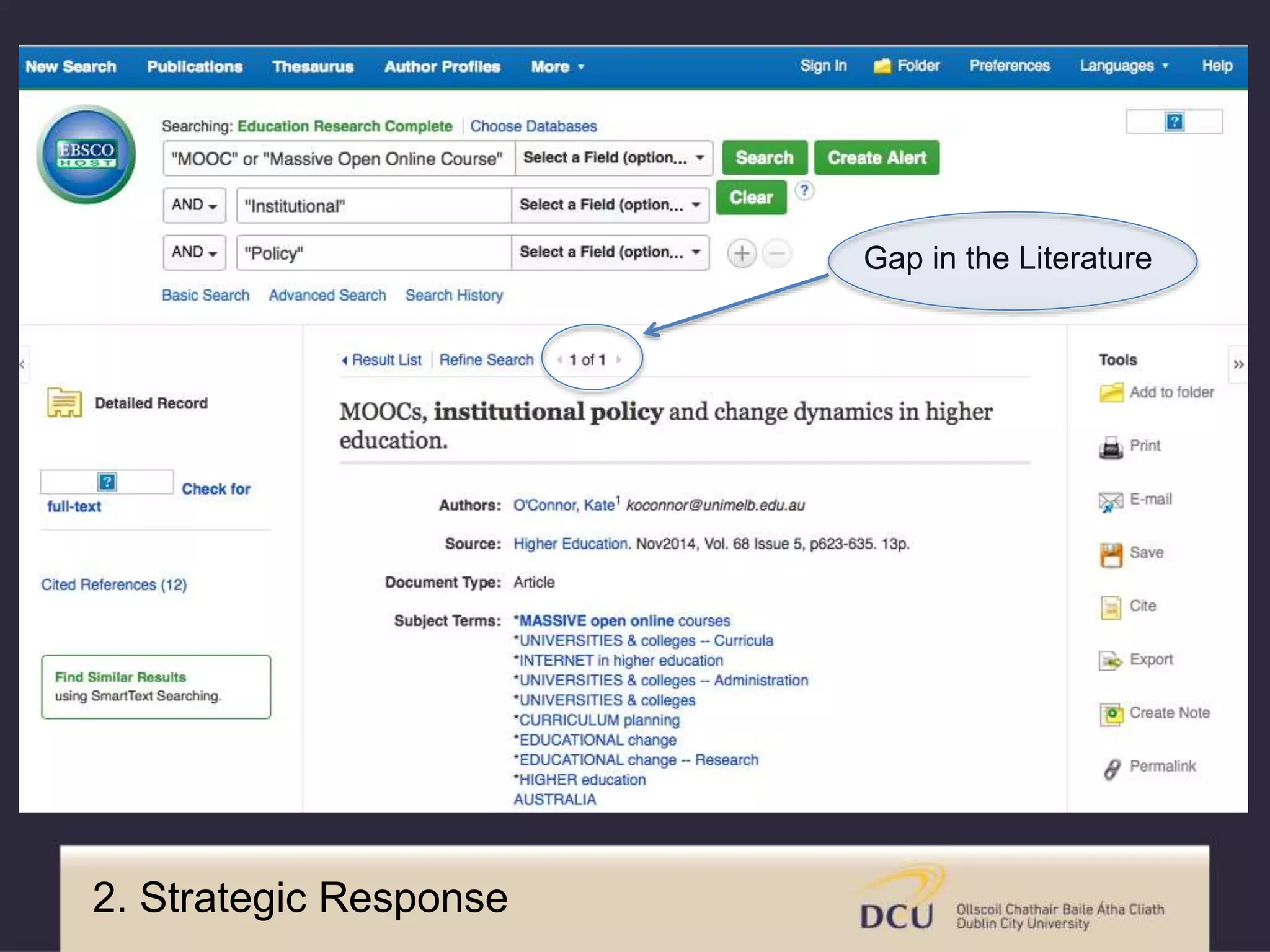 Gap in the Literature
2. Strategic Response
 