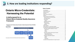 http://peqab.ca/Publications/OMC%20final%20for%20posting%20FINAL.pdf
2. How are leading institutions responding?
 