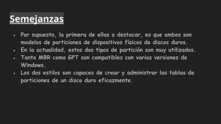 MBR VS GPT (Gómez).pptx particiones del disco duro | PPTX