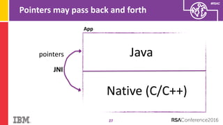 #RSAC
Pointers may pass back and forth
27
App
Java
Native (C/C++)
JNI
pointers
 