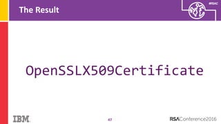 #RSAC
The Result
47
OpenSSLX509Certificate
 