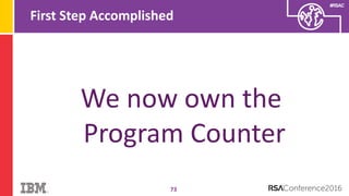 #RSAC
First Step Accomplished
73
We now own the
Program Counter
 