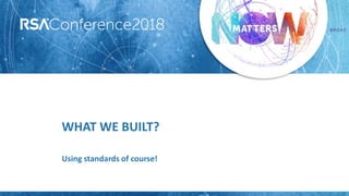 #RSAC
WHAT WE BUILT?
Using standards of course!
 