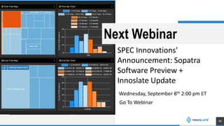 Next Webinar
SPEC Innovations'
Announcement: Sopatra
Software Preview +
Innoslate Update
Wednesday, September 8th 2:00 pm ET
Go To Webinar
30
 