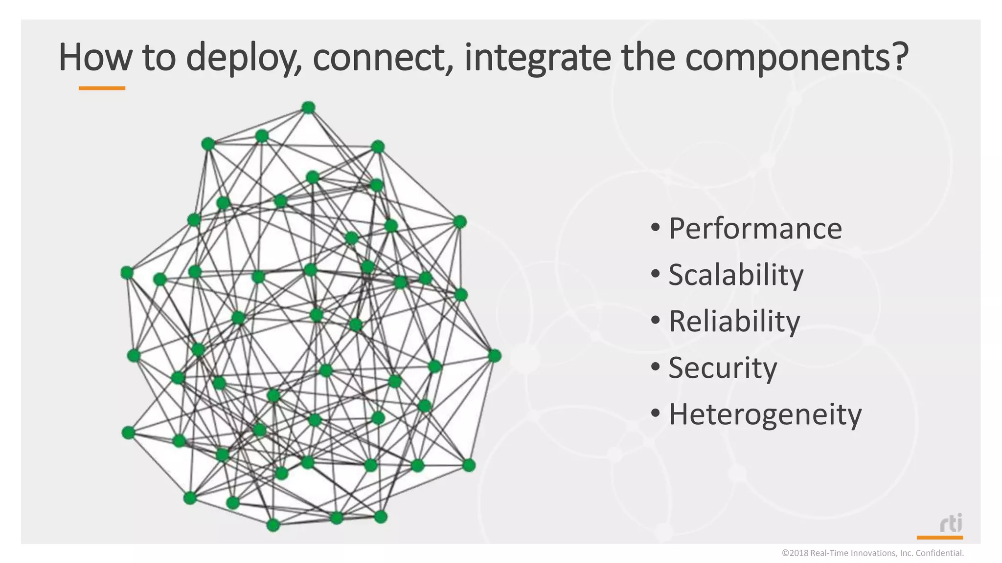 How to deploy, connect, integrate the components?
• Performance
• Scalability
• Reliability
• Security
• Heterogeneity
©2018 Real-Time Innovations, Inc. Confidential.
 