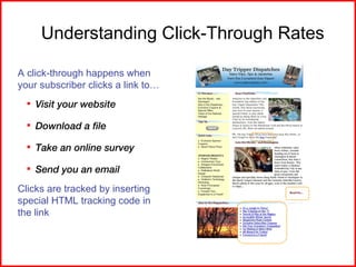 Understanding Click-Through Rates <ul><li>A click-through happens when your subscriber clicks a link to… </li></ul><ul><ul...