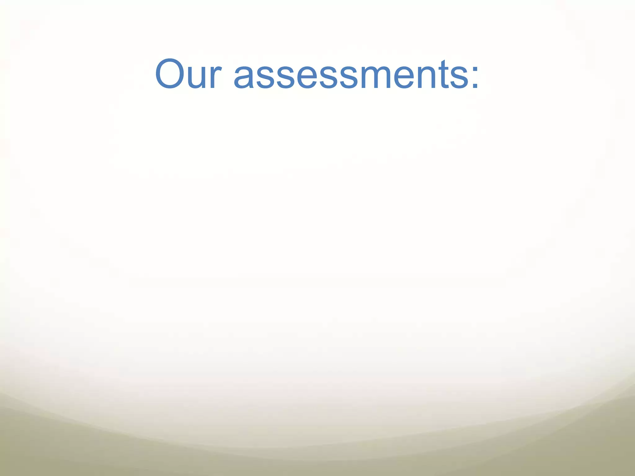 Our assessments:
