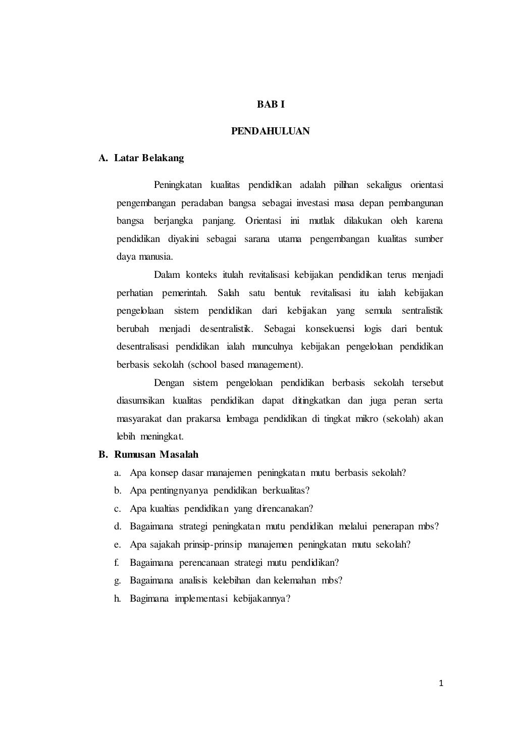 Manajemen Peningkatan Mutu Berbasis Sekolah