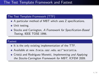 FASTEST: Test Case Generation from Z Specifications