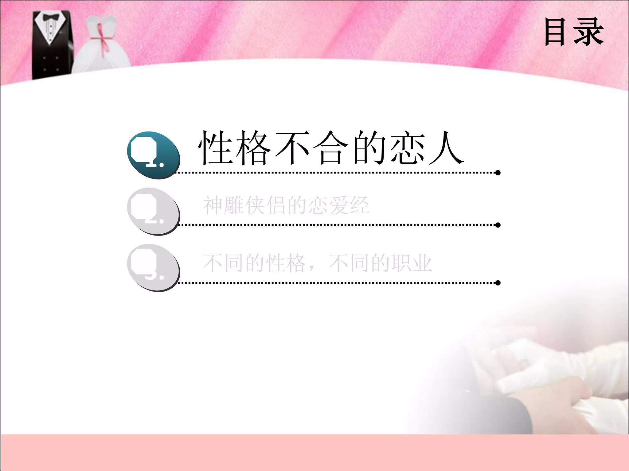 目录


1.   性格不合的恋人
     神雕侠侣的恋爱经
2.

3.   不同的性格，不同的职业
 