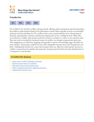 Mbti conflict style report | PDF
