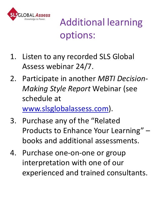 MBTI DecisionMaking Style Report