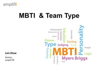 MBTI & Team Type




Lois Shaw
Partner,
amplifi PR
 