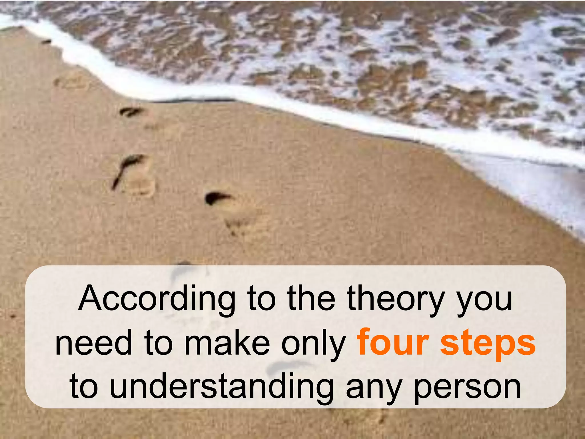 According to the theory you
need to make only four steps
 to understanding any person
 
